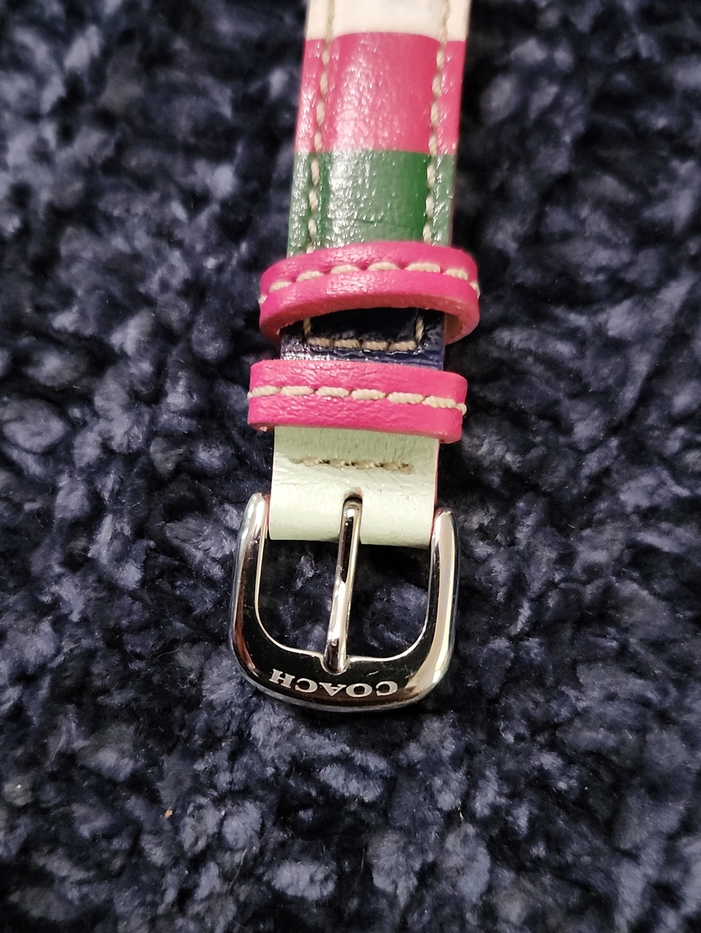 COACH Legacy Rainbow Leather Strap Watch -est.  26mm/15mm Strap W/box - Picture 5 of 10